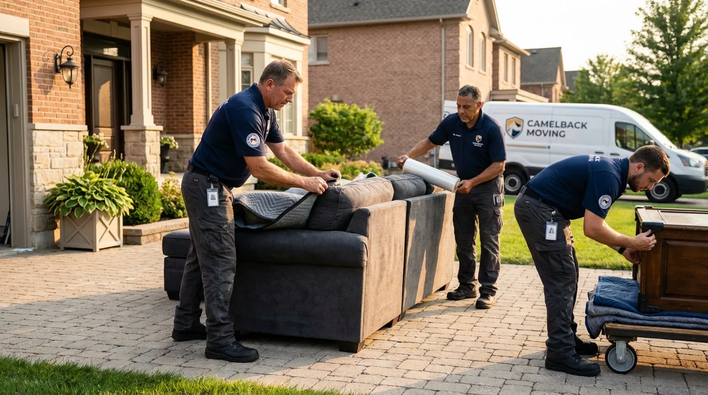 Large estate moving crew wrapping furniture in Hyde Park, UT