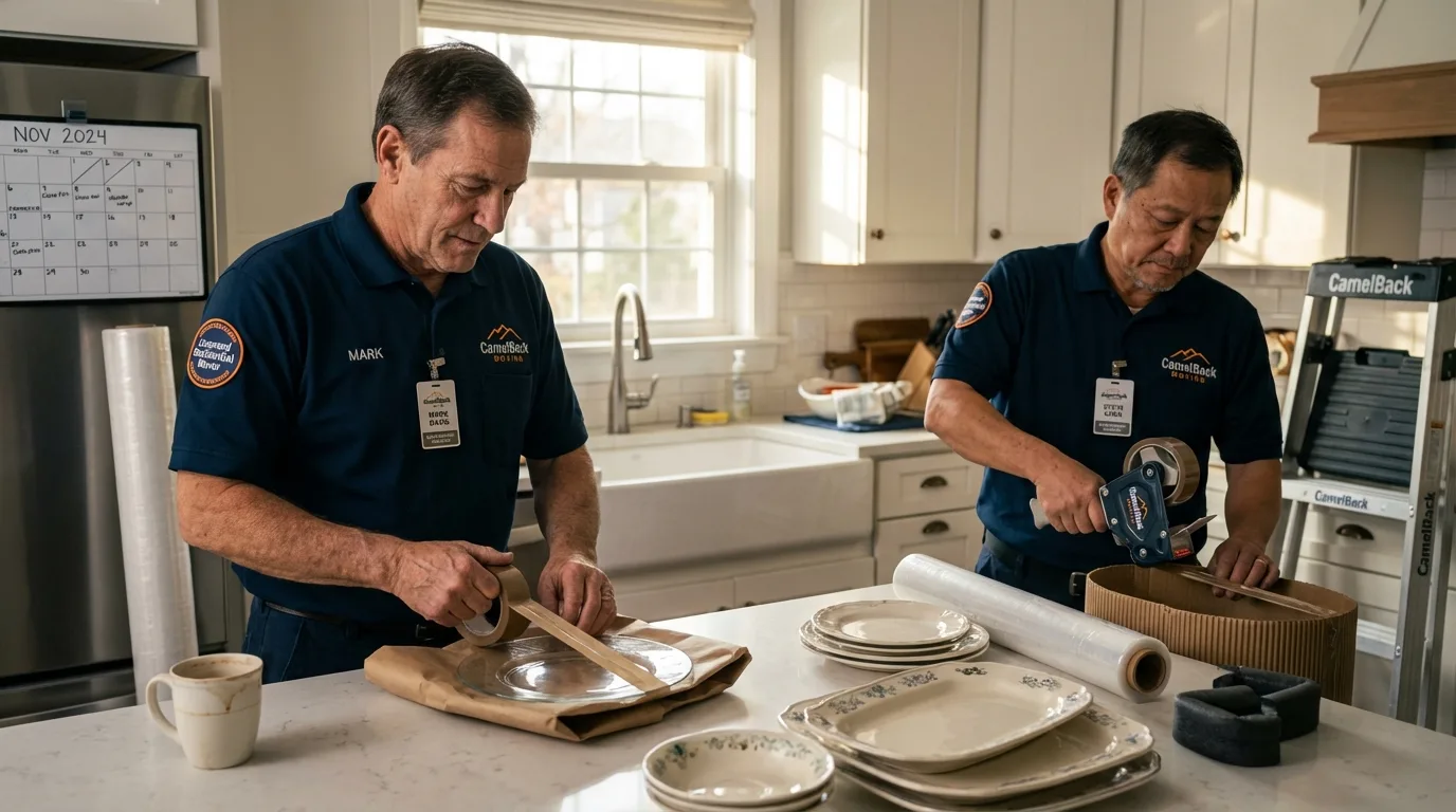 Professional crew packing kitchen dishware in Hyde Park, UT